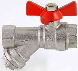 КРАН  шар. с фильтром   1/2" ВР-ВР бабочка VALTEC VT.293.N.04