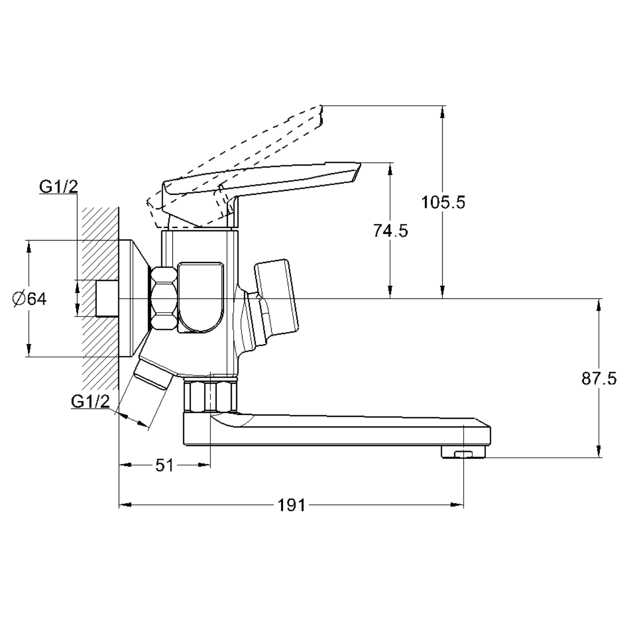 Смеситель для ванны G-Lauf LOF3-A033