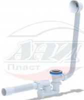 АНИ пласт EC255S Сифон 1 1/2"х40, д/ванны, регул-ый, плоский, гофра 375*40/50, с переливом, хром, CLICK/CLACK (сетка)
