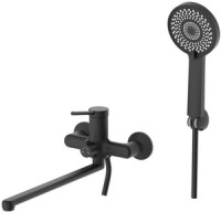 Смеситель для ванны POTATO P22180-6 ø35 шланг 150см PVC, изл. L35, дивертор 90° в корпусе, лейка 3 режим, матово-чёрный