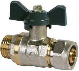 Кран шаровой латунный для МП 16х1/2" цанга-НР бабочка AQUALINK арт.0876