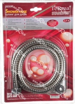 Шланг для душа TeRma 2,0м ИМП-ИМП двойной зажим STANDART, блистер 20335