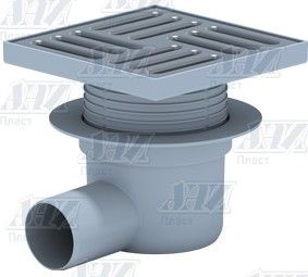 АНИ пласт TQ5612 Трап гориз-ый регул. с выпуском 50, с нерж. реш. 150х150 сухой