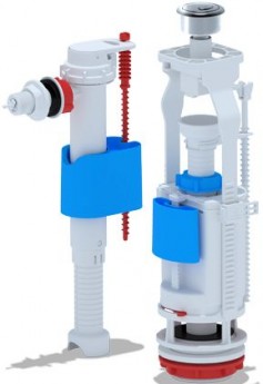 АНИ пласт WC9010C Арматура комплект, 2-я хром кнопка, впуск бок. 1/2" пласт. резьба