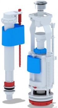 АНИ пласт WC9510C Арматура комплект, 2-я хром кнопка, впуск ниж. 1/2" пласт. резьба
