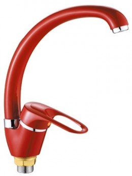 Смеситель для кухни POTATO P5925-5 ø40 п/г БОК руч ЦВЕТНОЙ КРАСНЫЙ