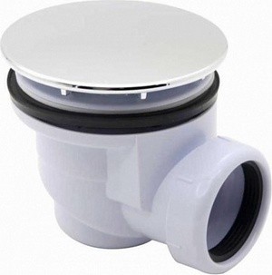 Aquant V415-40-MR Сифон д/поддона 11/2"х50/60мм с гт 40х40/50, хром, клик-клак, h 67-73мм