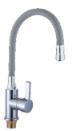 Смеситель для кухни POTATO P58281-19 ø35 п/г БОК ручка, с гибким изливом, цвет: серый с хромом