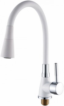 Смеситель для кухни POTATO P37284-7 ø35 п/г БОК ручка, с гибким изливом, 2 режима струи, ЦВЕТ БЕЛЫЙ