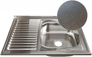 МОЙКА накладная 60х80 (0,6) ПРАВАЯ ДЕКОР (вып. 3 1/2", глубина чаши 16см, сифон) MIXLINE